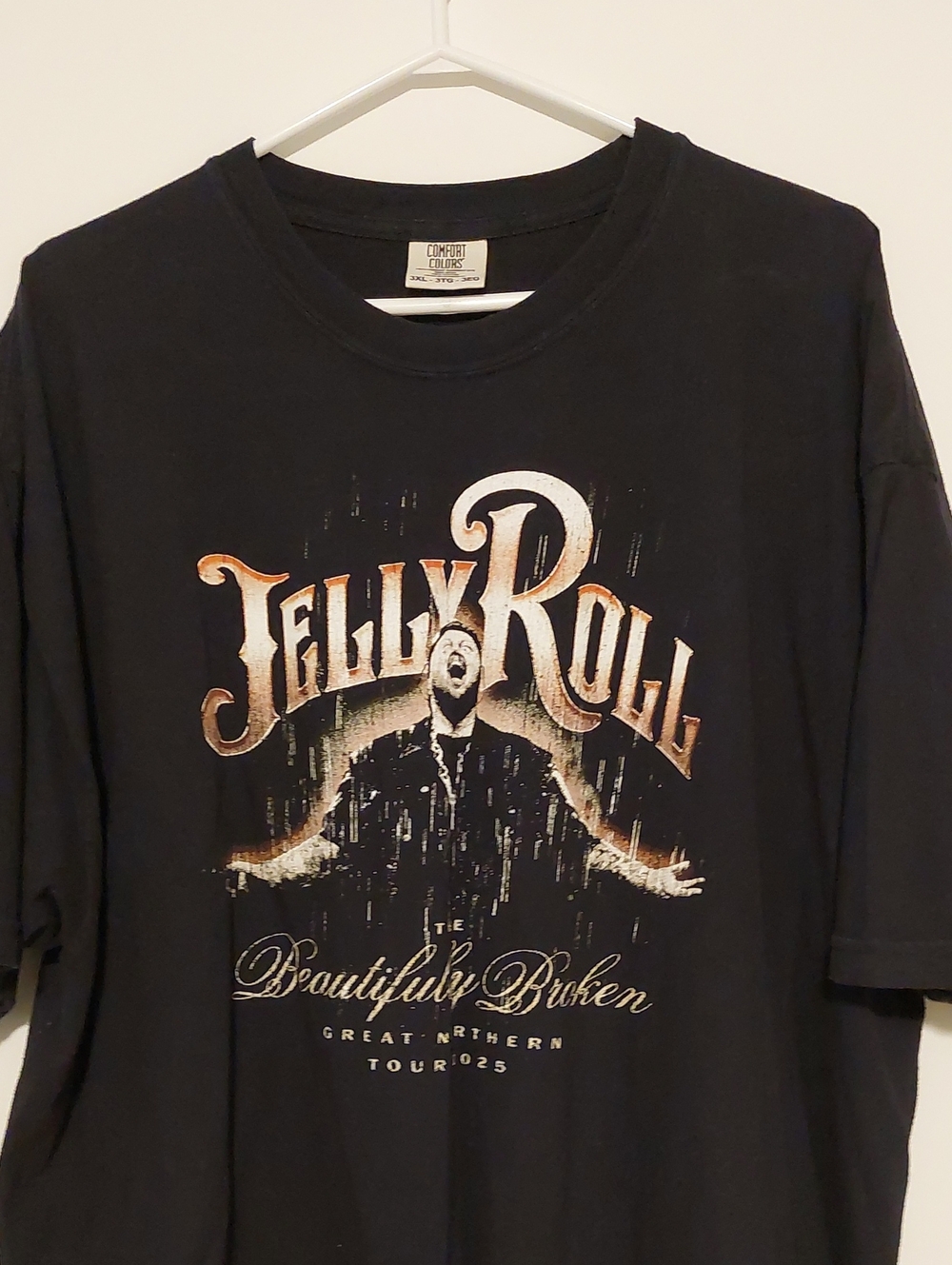 2025 Jelly Roll Unisex Black Short Sleeved Graphic Band T-shirt EUC Size 3XL